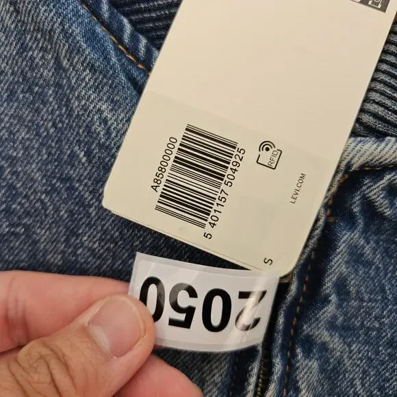 LEVI'S MEN'S SMALL DENIM QUILTED RELAXED VEST FULL ZIP VINTAGE INDIGO NWT - Picture 6 of 8